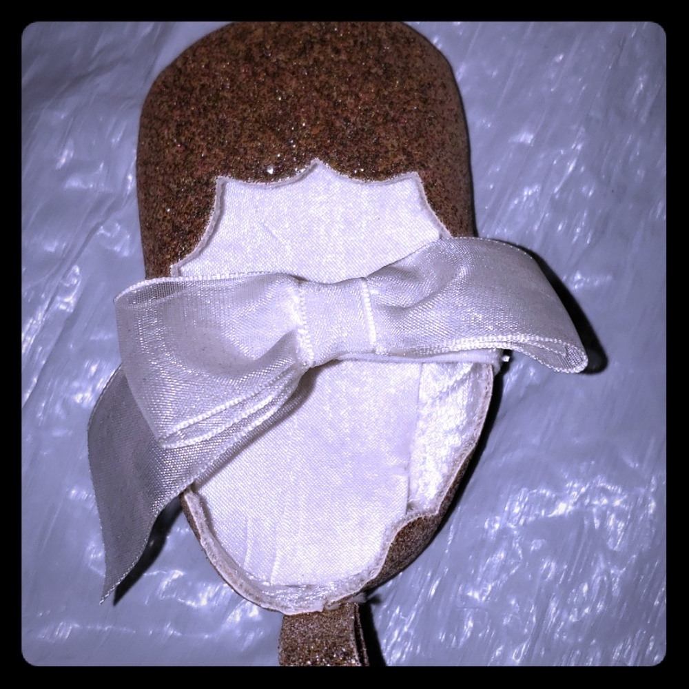 Rose gold glitter and white baby shoes